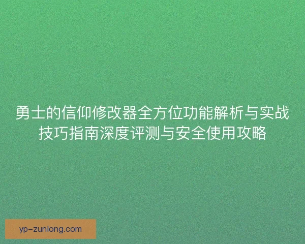 勇士的信仰修改器全方位功能解析与实战技巧指南深度评测与安全使用攻略
